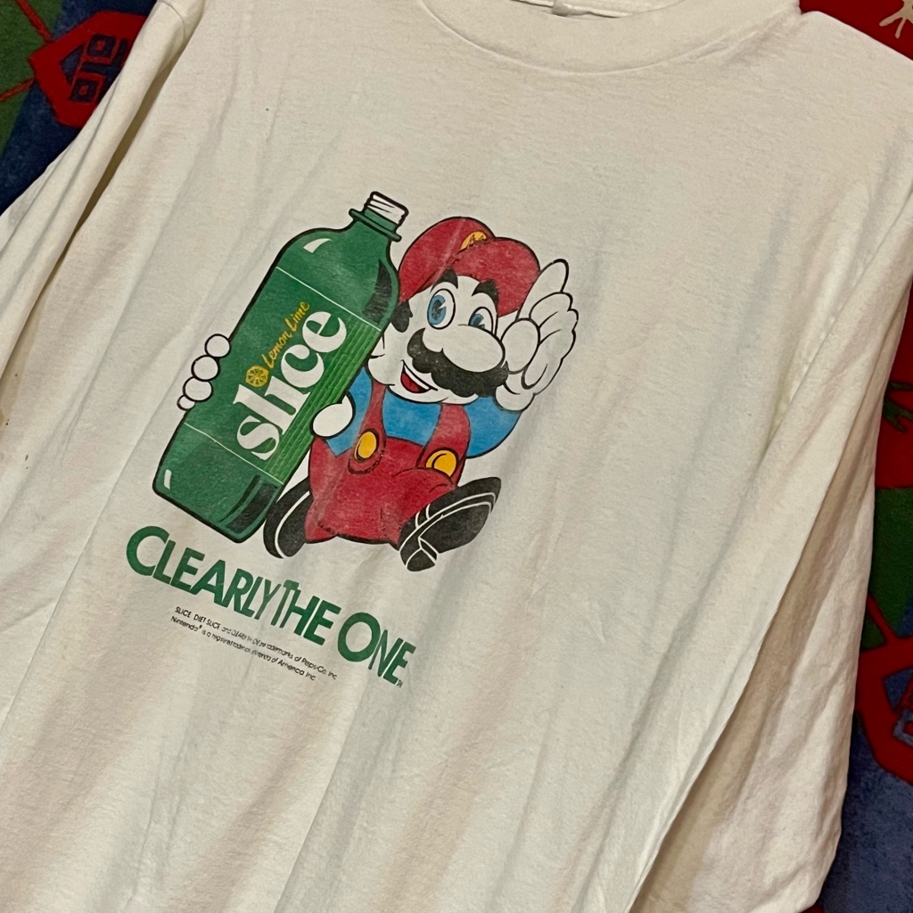 Super Mario Brothers 1980s Vintage T-Shirt, Slice Soda Advertising T-Shirt